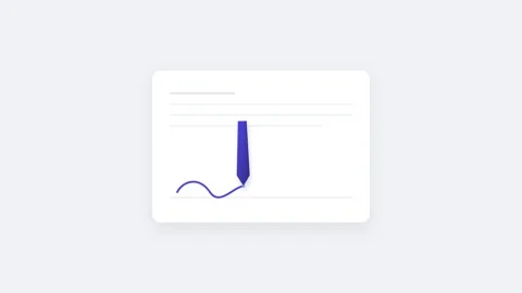 Stylized Digital Pen Icon Signing Document with Blue Gradient and Smooth Si.. Stock-Footage 346130918