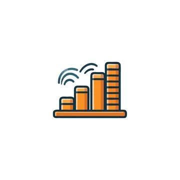 Stylized digital signal strength indicator depicting technological progress.. Ilustración de archivo