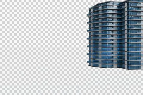 A stylized, digitally rendered image of a modern, high-rise apartment Stock Illustration