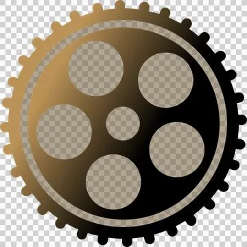 Stylized disc is showing gradient flat design and sprocket teeth cutouts on 스톡 일러스트