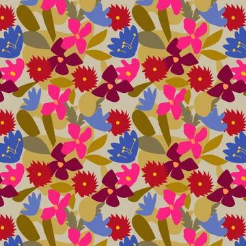 Stylized ditsi flower pattern on green background Illustrazione stock