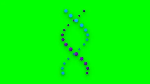Stylized DNA Double Helix Rotating with Glowing Connecting Rungs and Violet.. Видео 346202145