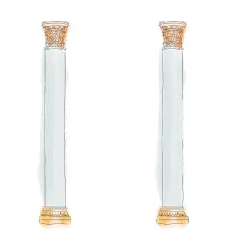 Stylized doodle column Doric Ionic Corinthian columns. Vector illustration Stock Illustration