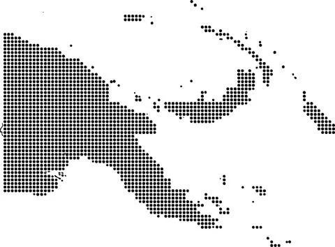 A stylized dot pattern graphical map of Papua New Guinea presented as a min.. Stock Illustration
