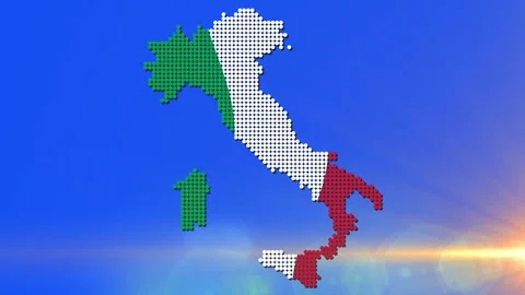 Stylized dots pattern italian map with waving country flag inside Stock Footage 326639708
