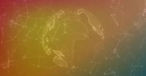 Stylized dotted globe receiving data, pulsing nodes and showing network across Stock Illustration