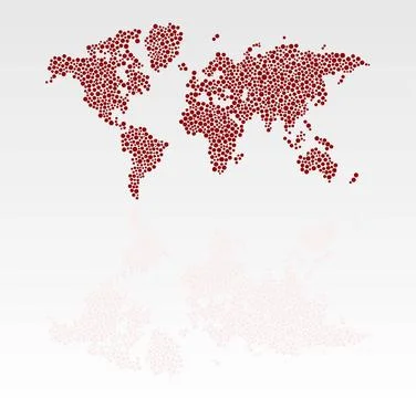 Stylized dotted world map with reflection Stylized dotted world map with r... Foto stock