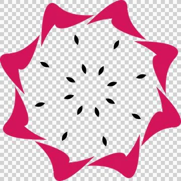 Stylized Dragon Fruit Slice Floral Mandala Concept Art Stock Illustration