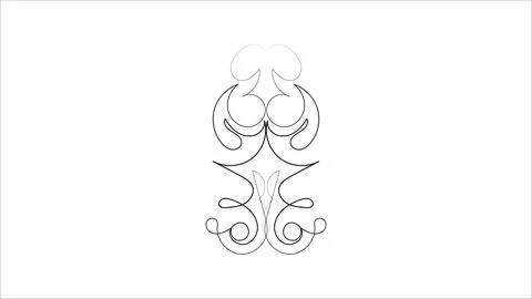 A stylized drawing featuring intricate designs set against a clean white 库存插图