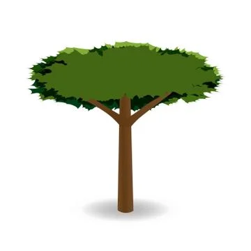 A stylized drawing of a green tree with a round crown of barbed. illustration Stock Illustration