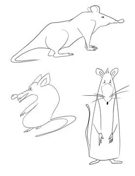 Stylized drawing of mice, a character design Stock Illustration