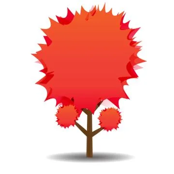 A stylized drawing of a red maple. Autumn. illustration Stock Illustration