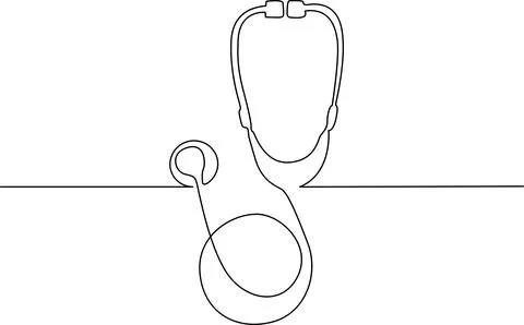 A stylized drawing of a stethoscope with a unique loop design on its tubing.. 스톡 일러스트