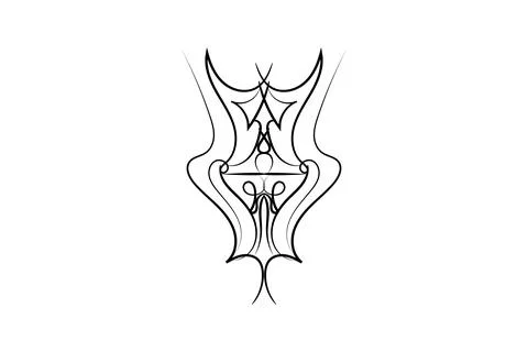 A stylized drawing of a woman's head featuring a long, elegant, curved Иллюстрация