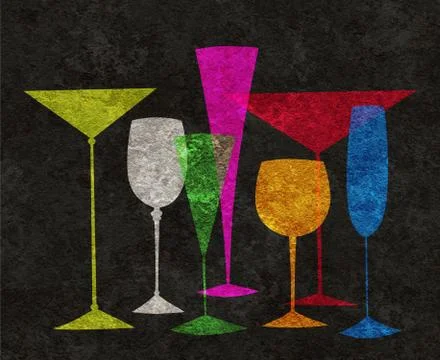 Stylized drinks on a black background Stock Illustration