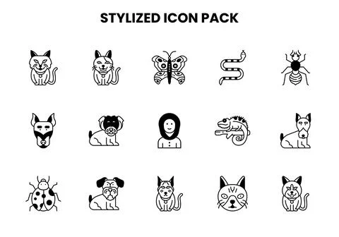 Stylized DuoTone Bundle Icons Pack Stock Illustration