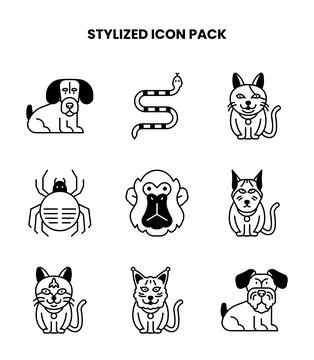 Stylized DuoTone Icons Pack Stock Illustration