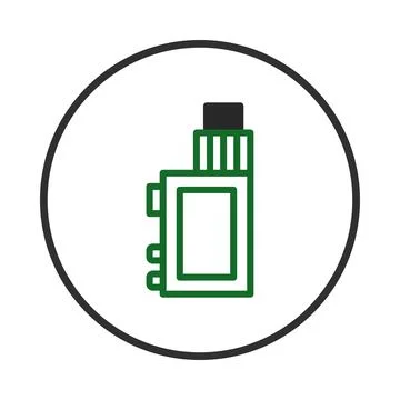 Stylized e cigarette device in a minimalist circle design highlighting mode.. Stock Illustration