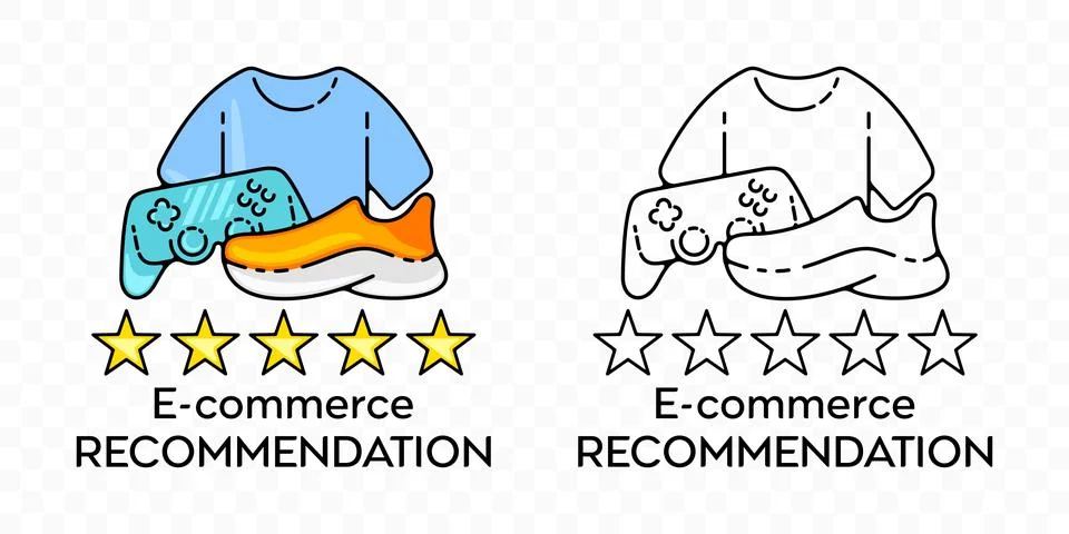 Stylized E-Commerce Online Recommendation System Vector Illustration 스톡 일러스트