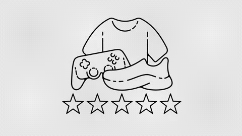Stylized E-Commerce Recommendation Motion Graphic Stars Rating Pop Up Apparel Stock Footage 343568029