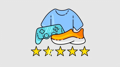 Stylized E-Commerce Recommendation Motion Graphic Stars Rating Pop Up Apparel Stock Footage 343568040