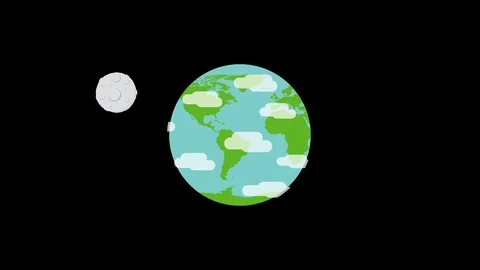 Stylized Earth and Moon in Space Animation with Transparent Background Stock Footage 89364232