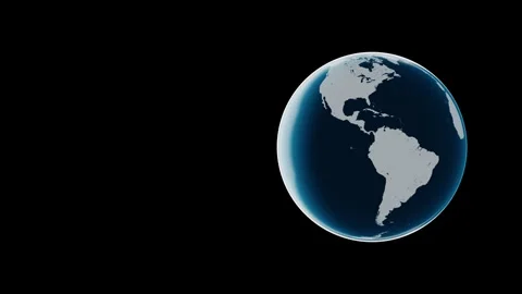 Stylized Earth Globe Rotating Loop with Copy Space - Flat Design 3D Rendering Video stock 340200175