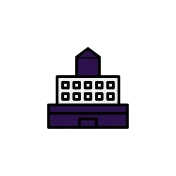 Stylized edifice design, abstract institutional building, minimalist city s.. Ilustración de archivo
