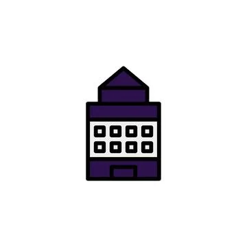 Stylized edifice icon evokes institutional authority featuring a geometric .. Ilustración de archivo