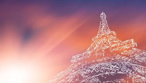 Stylized Eiffel Tower blurred sky background Stock Photos