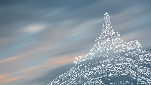 Stylized Eiffel Tower blurred sky background Stock Photos