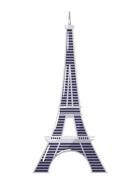 Stylized Eiffel Tower isolated on white background. Simplified iconic landmark Ilustração Stock