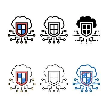 Stylized electonic cloud protection color icon vector 스톡 일러스트