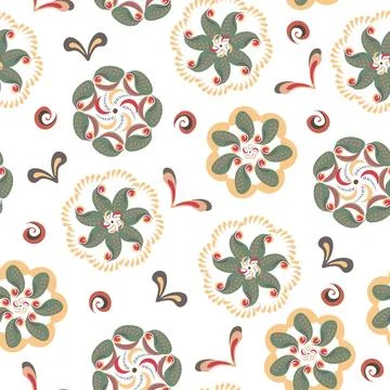 Stylized elements on the circles, reminiscent of Old Russian painting. Illustrazione stock