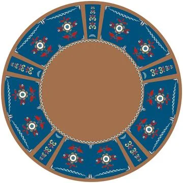 Stylized elements in the form of flowers and leaves in a circle, reminiscen.. Stock Illustration