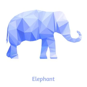 Stylized elephant isolated on a white background. Made in low poly triangular 스톡 일러스트