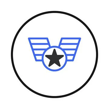 Stylized emblem showcasing a central star with wing-like extensions, all en.. Stock Illustration