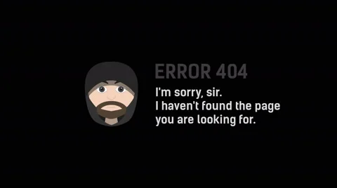 Stylized Error 404 - Page not found! with man in hood and polite text Stock Footage 65792979