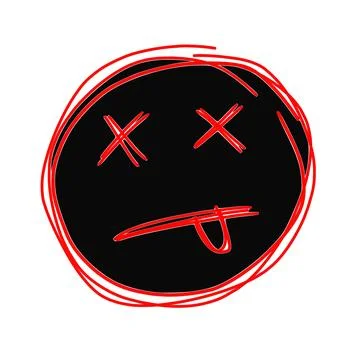 Stylized Expression of Distress in Red and Black Stock Illustration