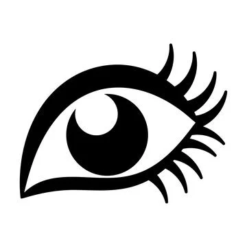 Stylized Eye with Eyelashes. Black Vector Illustration Stock Illustration