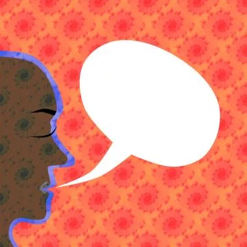 Stylized face profile on red orange background with bubble Stock Illustration