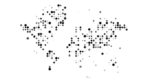 Stylized Falling Circles World Map Design Stock Footage 312175426