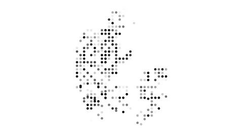 Stylized Falling Dots Reveal Denmark Map Stock Footage 313128305