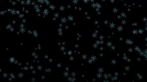 Stylized Falling Snowflakes Black Background 4K Loop Overlay Video stock 333746765