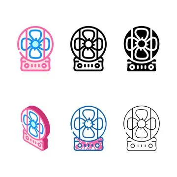 Stylized fan electronic device color icon vector Stock Illustration