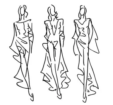 Stylized Fashion Models Stock Illustration