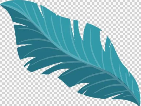 Stylized feather floating diagonally in flat design, showing teal barbs on 스톡 일러스트