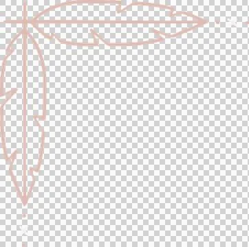 Stylized feathers are forming L-shape flat vector corner with dots and X on Stockillustratie
