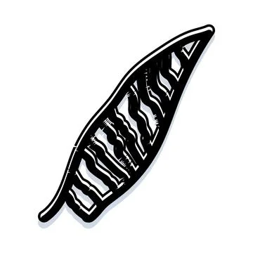 Stylized fern leaf hand drawing black white icon Stockillustratie