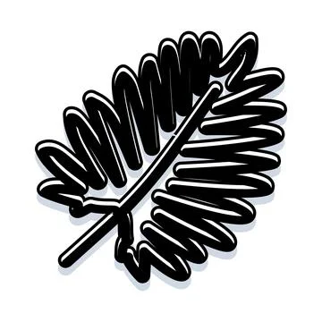 Stylized fern leaf monochrome vector illustration concept 스톡 일러스트